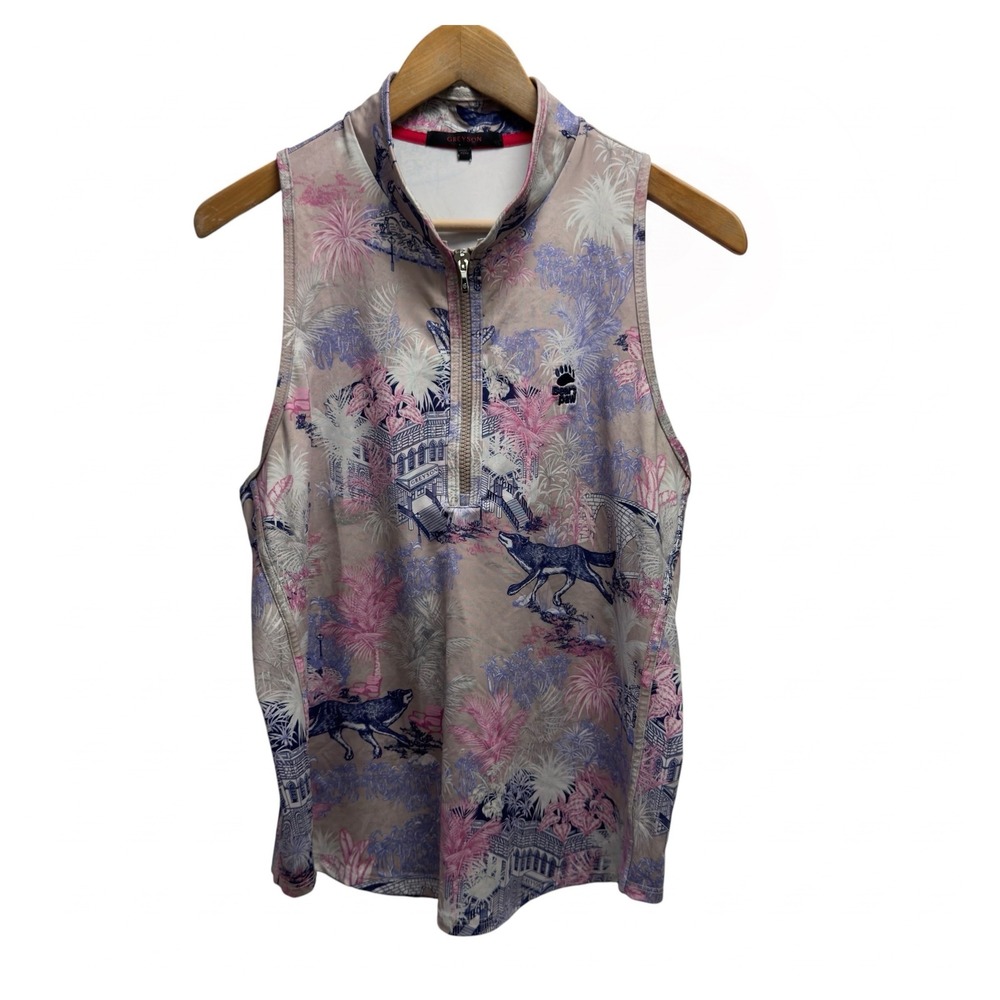 Greyson Women's Sz XL Savannah Nights Vest Mock Neck 1/4 Zip Golf Top Bear's Paw